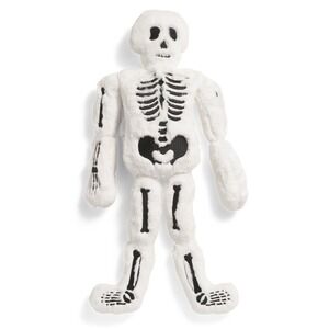 ISAAC MIZRAHI Light Up Skeleton Shaped Pillow 30x15 Faux Fur Halloween NEW